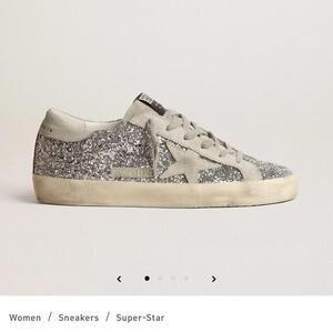 Golden Goose super star sneakers in silver glitter with ice-gray suede star.